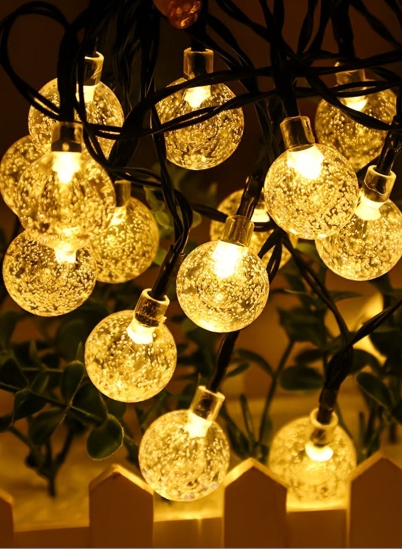 مودي سلسلة أضواء رمضانية بطول 30 مترًا، تحتوي على 180 مصباح LED كروي دافئ اللون، مناسبة للاستخدام الداخلي والخارجي، مع 8 أوضاع إضاءة - سلك أسود، 12 واط، مقاومة للماء بمعيار IP44، إضاءة كريستالية دافئة بيضاء - مثالية لتزيين مناسبات العيد، الكريسماس، رأس السنة، وديوالي - Image 5